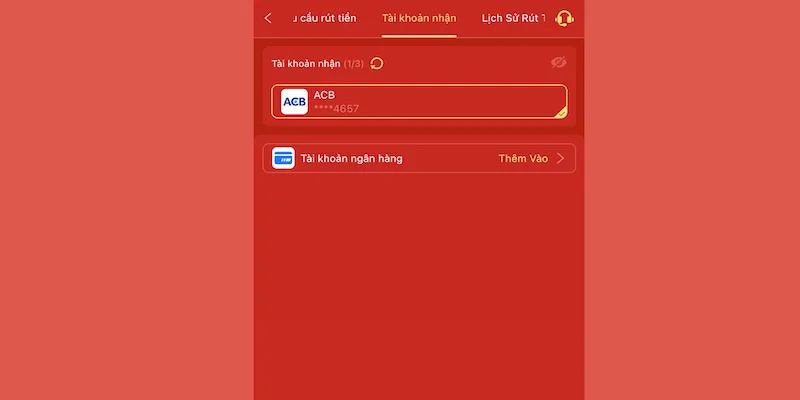 Thêm tài khoản ngân hàng liên kết với ví cá cược